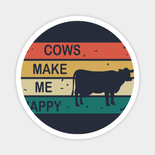 Cows Make Me Happy - Cute Vintage Retro Design Magnet